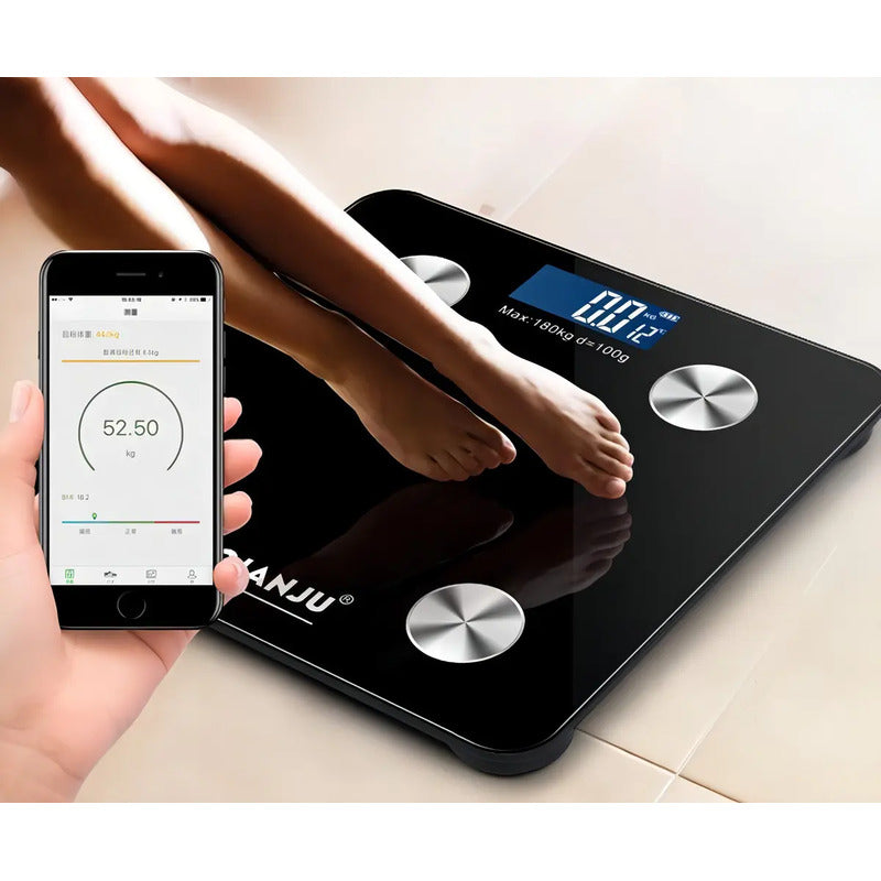 Pesa De Baño Digital Inteligente Bluetooth Color Negro