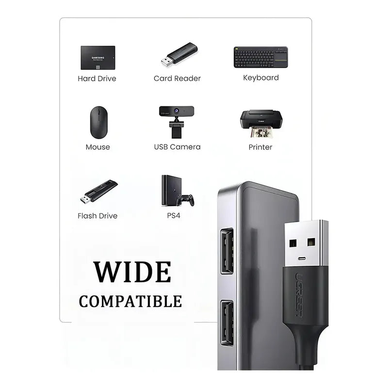 Hub 6 Puertos Multi Usb 3.0 Adaptador Con Lector Tarjeta Sd Negro