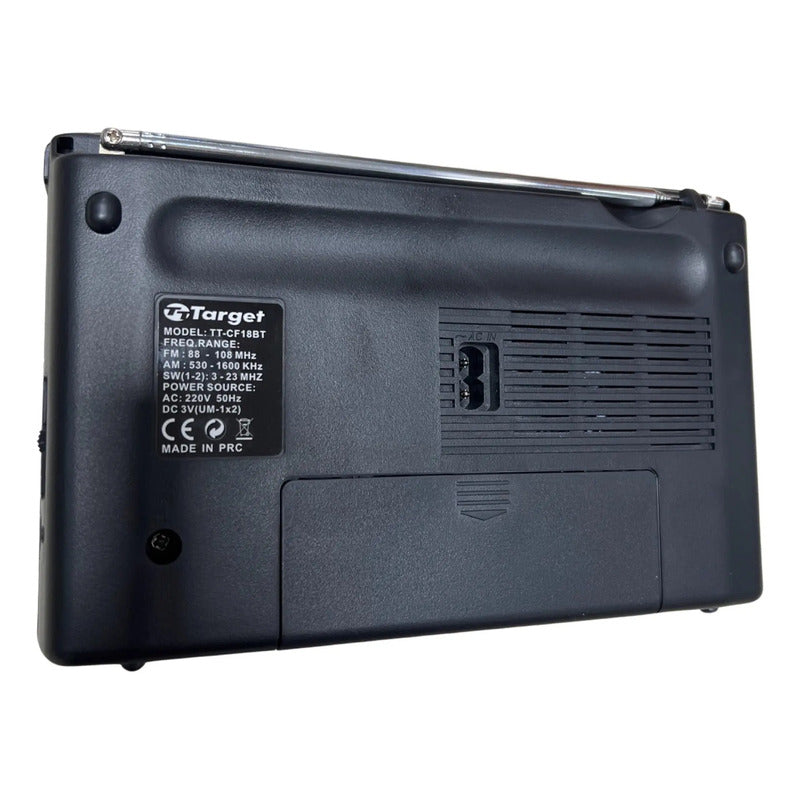 Radio Target Portátil Bluetooth/usb/4 Bandas Am/fm/sw1/sw2 Negro