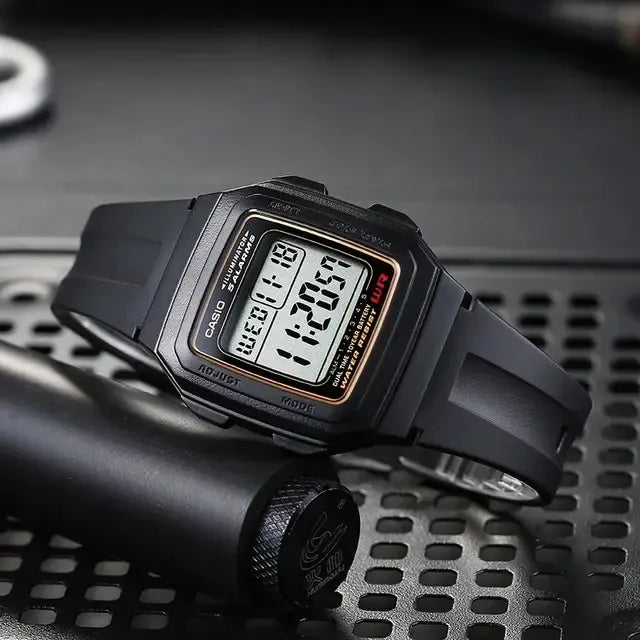 Reloj Casio F-201wa-9a Hombre Vintage Negro Dorado