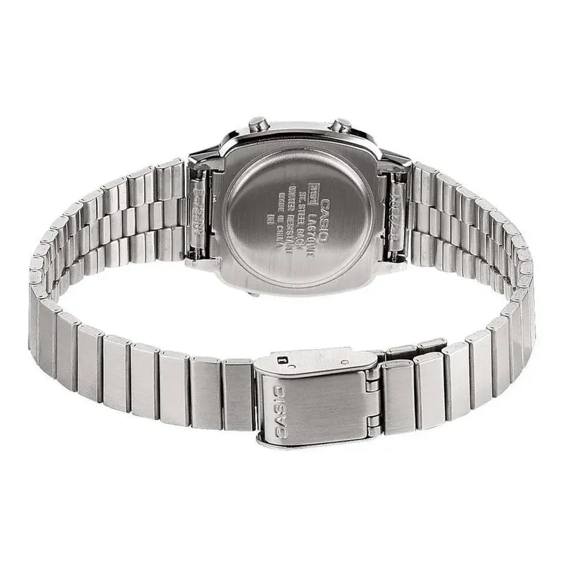 Reloj Casio La670wa-1df Vintage Mini Plateado Fondo Negro Plata Negro Plateado