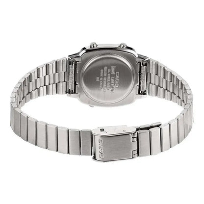 Reloj Casio La670wa-1df Vintage Mini Plateado Fondo Negro Plata Negro Plateado
