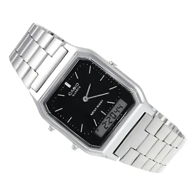 Reloj Casio Unisex Aq-230a-1dmq/relojeria Violeta Plata Plateado