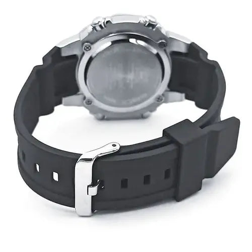 Reloj Casio Hombre Amw-870-1av Con Correa Negra Y Bisel Plateado Negro