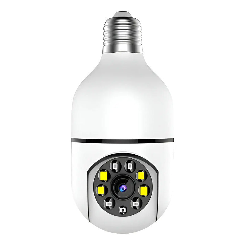 Camara De Seguridad Red Inalambrica 360° Tipo Ampolleta Blanco
