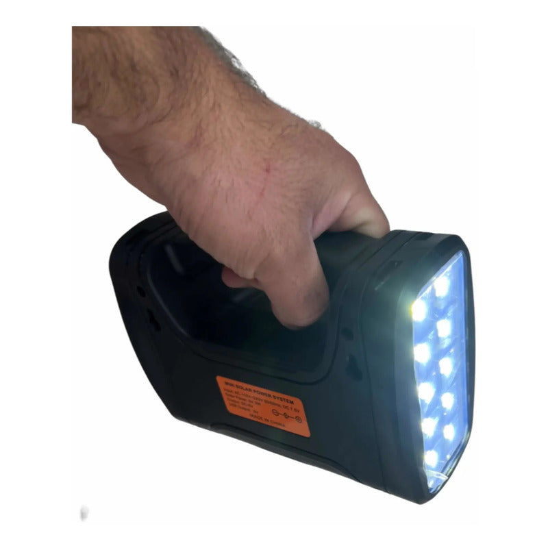 Kit Emergencia Solar Tres Ampolletas + Panel Cargado Celular Negro
