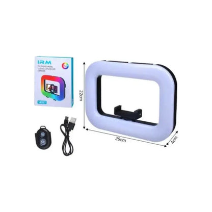 Aro De Luz Rectangular Rgb Portátil Recargable Negro Dimiable