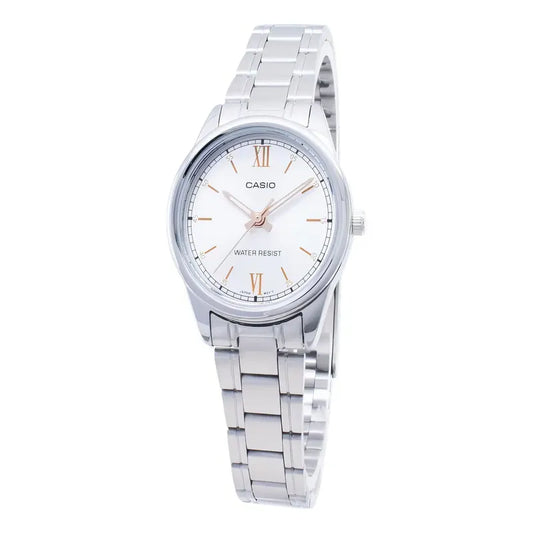 Reloj Casio Ltp-v005d-7b2 Cuarzo Mujer Color De La Correa Plateado