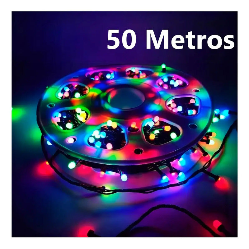 Rollo De Luces Navidad Guirnalda Led Multicolor 50 Metros