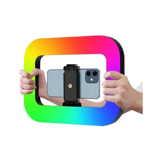 Aro De Luz Led Rgb Multicolor Recargable Selfie Inalambrico Negro Rgb