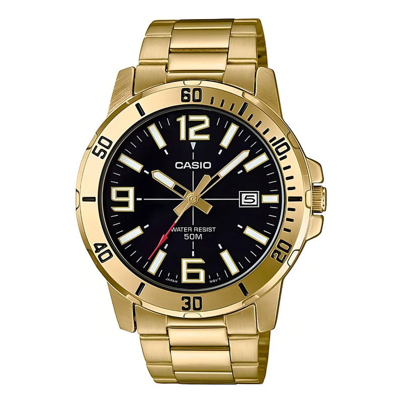 Reloj Casio Analógico Dorado Para Mujer Con Correa De Acero Inoxidable Negro