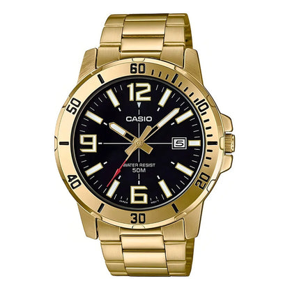 Reloj Casio Analógico Dorado Para Mujer Con Correa De Acero Inoxidable Negro