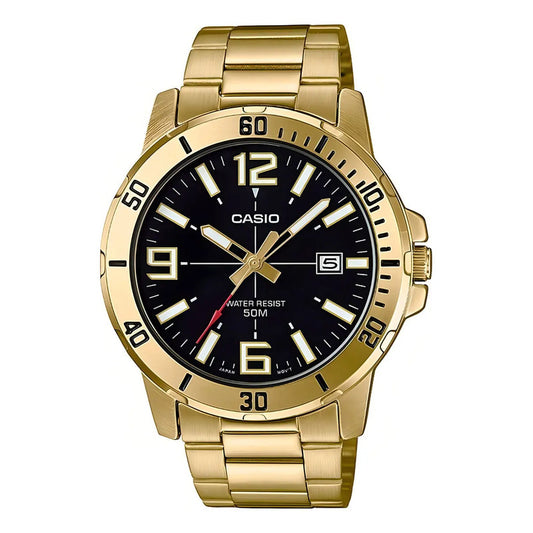 Reloj Casio Analógico Dorado Para Mujer Con Correa De Acero Inoxidable Negro