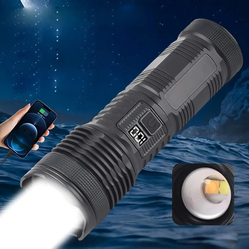 Linterna Recargable Luz Led De Bolsillo Pantalla Lcd Irm Linterna Negro Luz Blanco