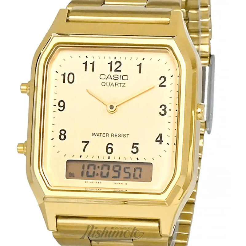 Reloj Unisex Casio Vintage Rectangular Dorado Aq-230ga-9b