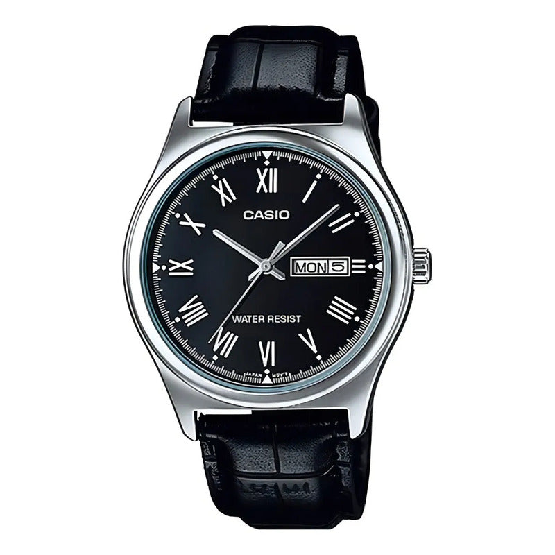 Reloj Casio Hombre Mtp-v006l-1budf Negro Plateado