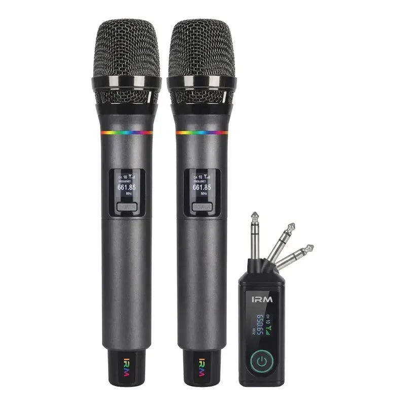 Pack 2 Micrófonos Inalámbricos Profesional Conexión Auxiliar Negro