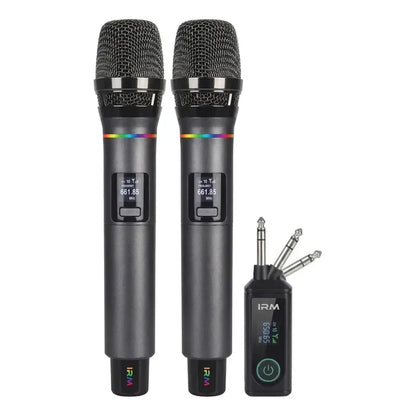 Pack 2 Micrófonos Inalámbricos Profesional Conexión Auxiliar Negro