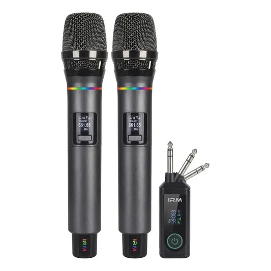 Pack 2 Micrófonos Inalámbricos Profesional Conexión Auxiliar Negro