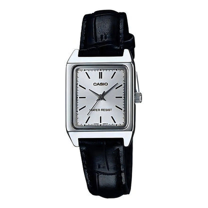 Reloj Casio Modelo Ltp-v007l-7e1 Negro Caratula Blanca Plateado