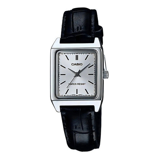 Reloj Casio Modelo Ltp-v007l-7e1 Negro Caratula Blanca Plateado