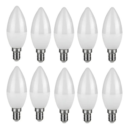 Pack 10 Ampolletas Led 6w E14 Tipo Vela 6500k Blanco Frío Irm