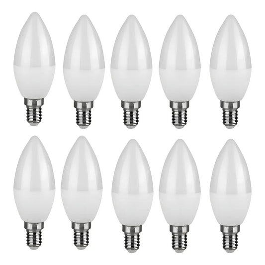 Pack 10 Ampolletas Led 6w E14 Tipo Vela 6500k Blanco Frío Irm