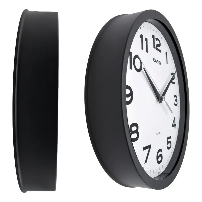Reloj Casio Mural Iq-151-1df Análogo Borde Negro Fondo Blanco