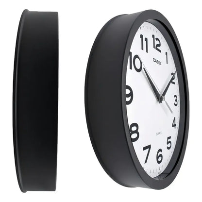 Reloj Casio Mural Iq-151-1df Análogo Borde Negro Fondo Blanco