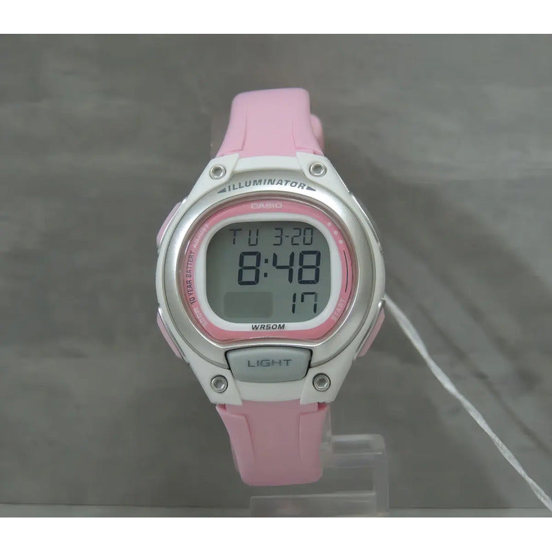 Reloj Mujer Casio Lw-203-4a Rosado Digital / Correa Rosa Bisel Blanco Fondo Rosa Plata Relojes De Muñeca