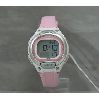Reloj Mujer Casio Lw-203-4a Rosado Digital / Correa Rosa Bisel Blanco Fondo Rosa Plata Relojes De Muñeca