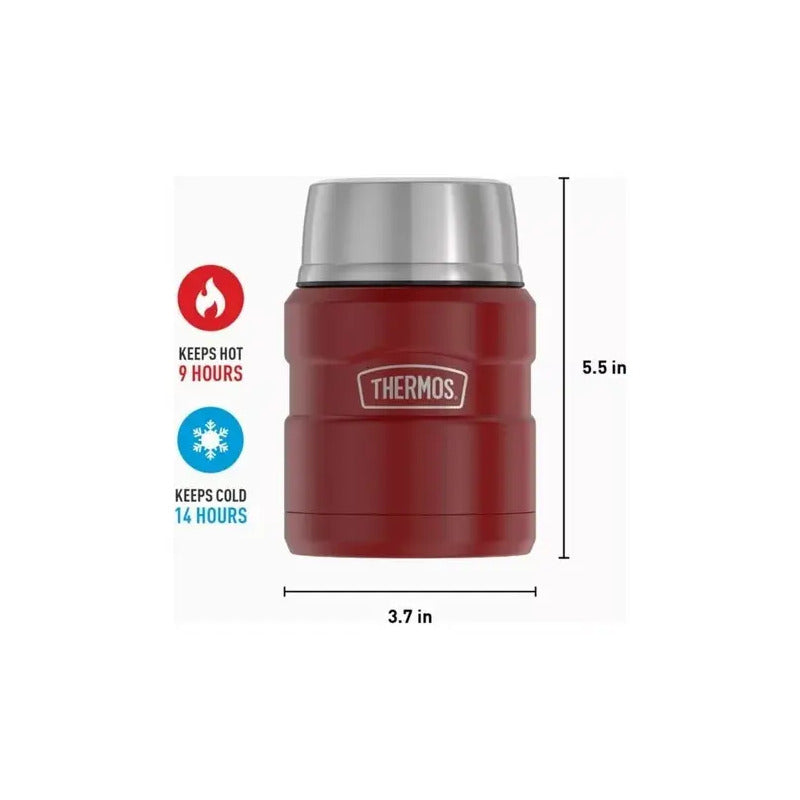 Termo De Comida Thermos Con Cuchara Aislado Al Vacío, 470ml Rojo