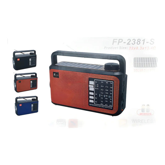 Radio Solar Epe Portátil Am/fm Bluetooth Linterna Rojo Recargable