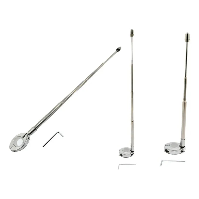 Pack 2 Antena De Seguridad Corta Hilo Curado Para Motos Plateado