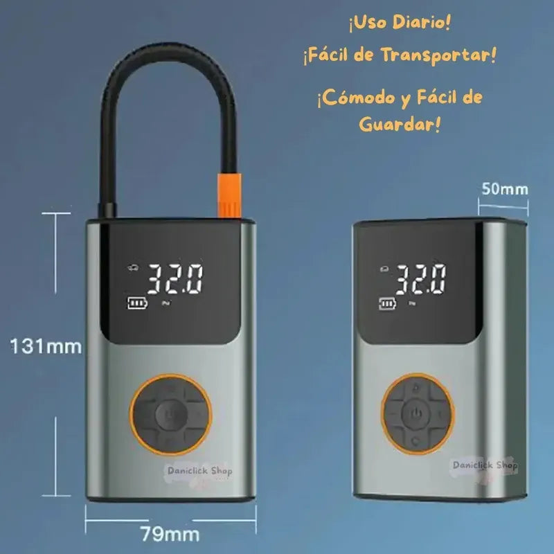 Compresor Aire Inflador Portatil Digital Neumaticos Bombin Gris 50 Monofásica