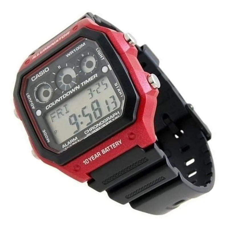 Reloj Casio Ae-1300wh-4avcf Illuminator Countdown Timer-negr Negro
