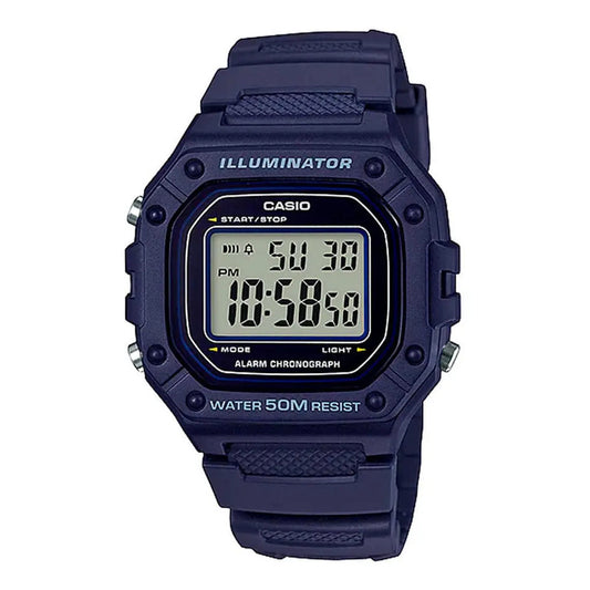 Reloj De Pulsera Casio Youth W-218h-2a Correa Azul Bisel Azul Fondo Gris