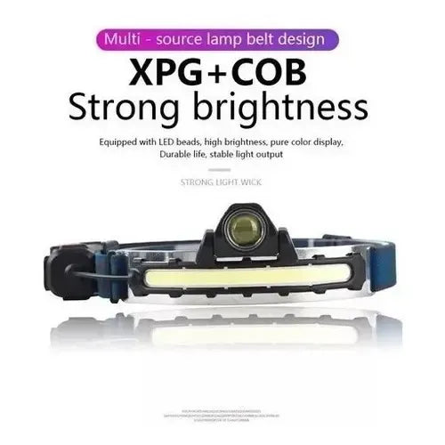 Linterna Frontal Táctica Recargable High Power Headlamp 5000lm Led 150m Frío Negro