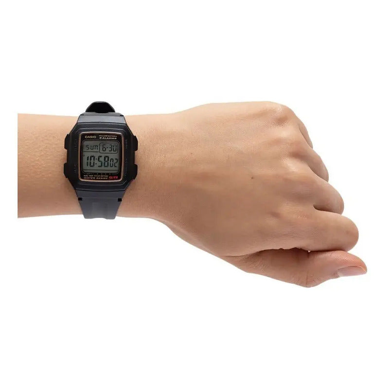 Reloj Casio F-201wa-9a Hombre Vintage Negro Dorado