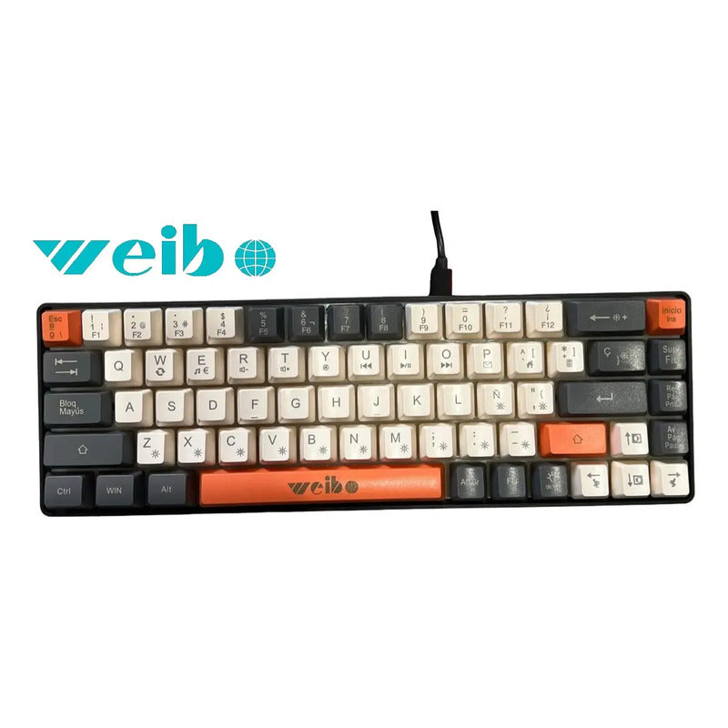 Teclado Gamer Weibo Wb333 Mini Rgb Iluminación Multiefecto Usb-c Compacto Negro Español De Latinoamérica