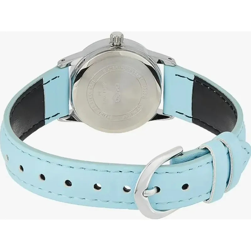 Reloj Casio Dama Ltp-v002l-2b3 De Cuero Azul Resistente Al Agua Plateado