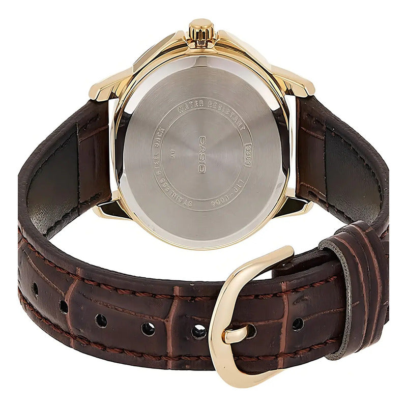 Reloj Casio Ltp-v004gl-9a Mujer Correa Marrón Dorado Dorado Ltp-v004gl-9a