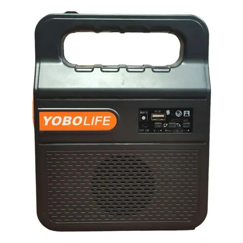 Kit Emergencia Solar Con Radio-parlante+ Linterna+ Foco Negro