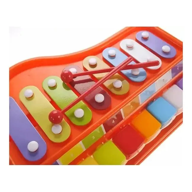 Xilófono Teclado Musical Infantil 2 En 1 Naranja 8 Teclas Piano