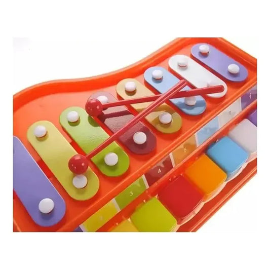 Xilófono Teclado Musical Infantil 2 En 1 Naranja 8 Teclas Piano