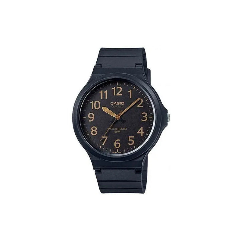 Reloj Pulsera Casio Mw-240-1b2v Con Correa De Resina Color Negro - Fondo Gris Oscuro
