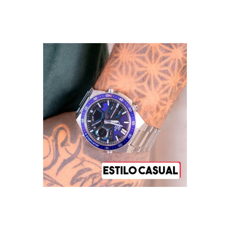 Reloj Casio Edifice Anadigi Correa De Acero Impermeable Para Hombre Color Plata Plata 2