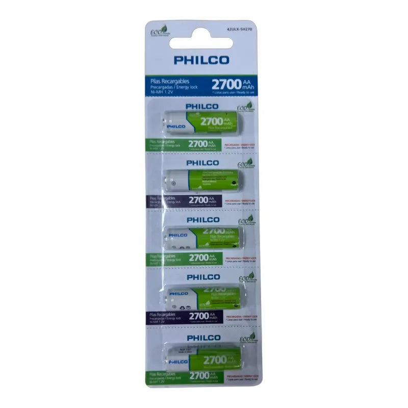 Pila Aa Recargable 2700 Mah Pack De 5 Pilas Marca Philco