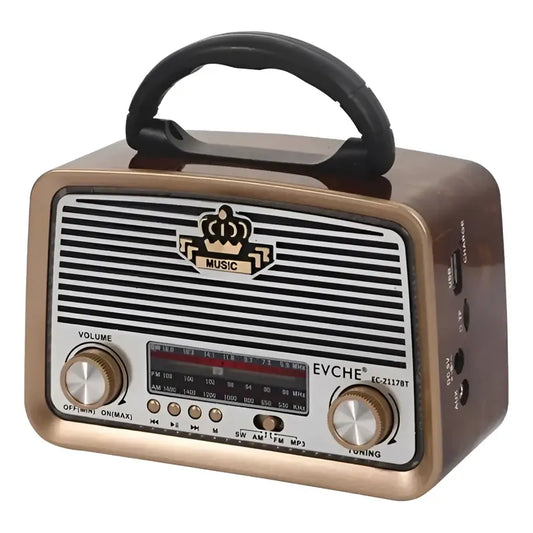 Radio Portátil Recargable Am Fm Sw Usb Tf Mp3 Irm-09027 Marrón