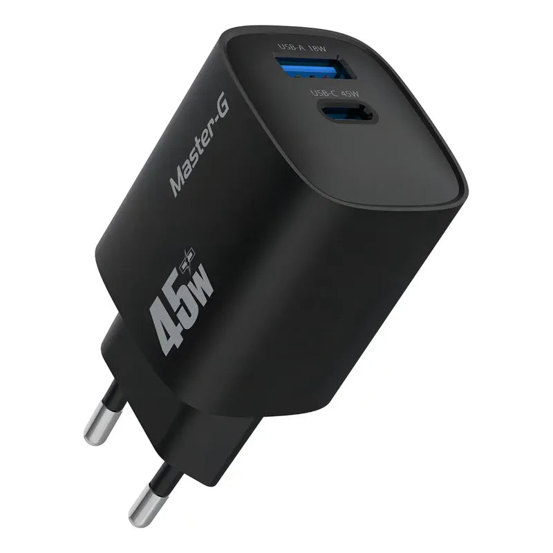 Cargador Portátil Carga Rápida 45w + Cable Usb-c Master-g Color Negro